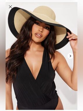 Wide Brim Tan and black hat.
